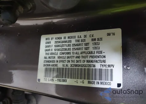 2016 Honda Cr-V Ex from USA, damaged, VIN 3CZRM3H52GG720736